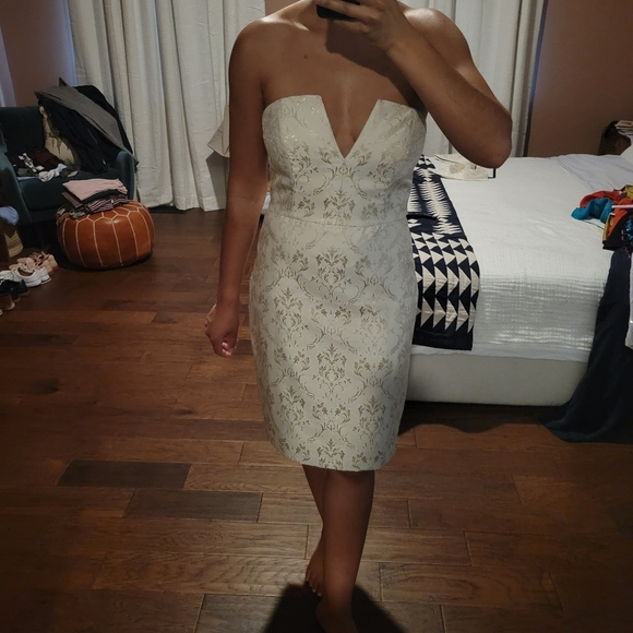 Sachin & Babi Vienna Notched V-Neck Bow-Back Jacquard Midi Dress - Picture 10 of 11